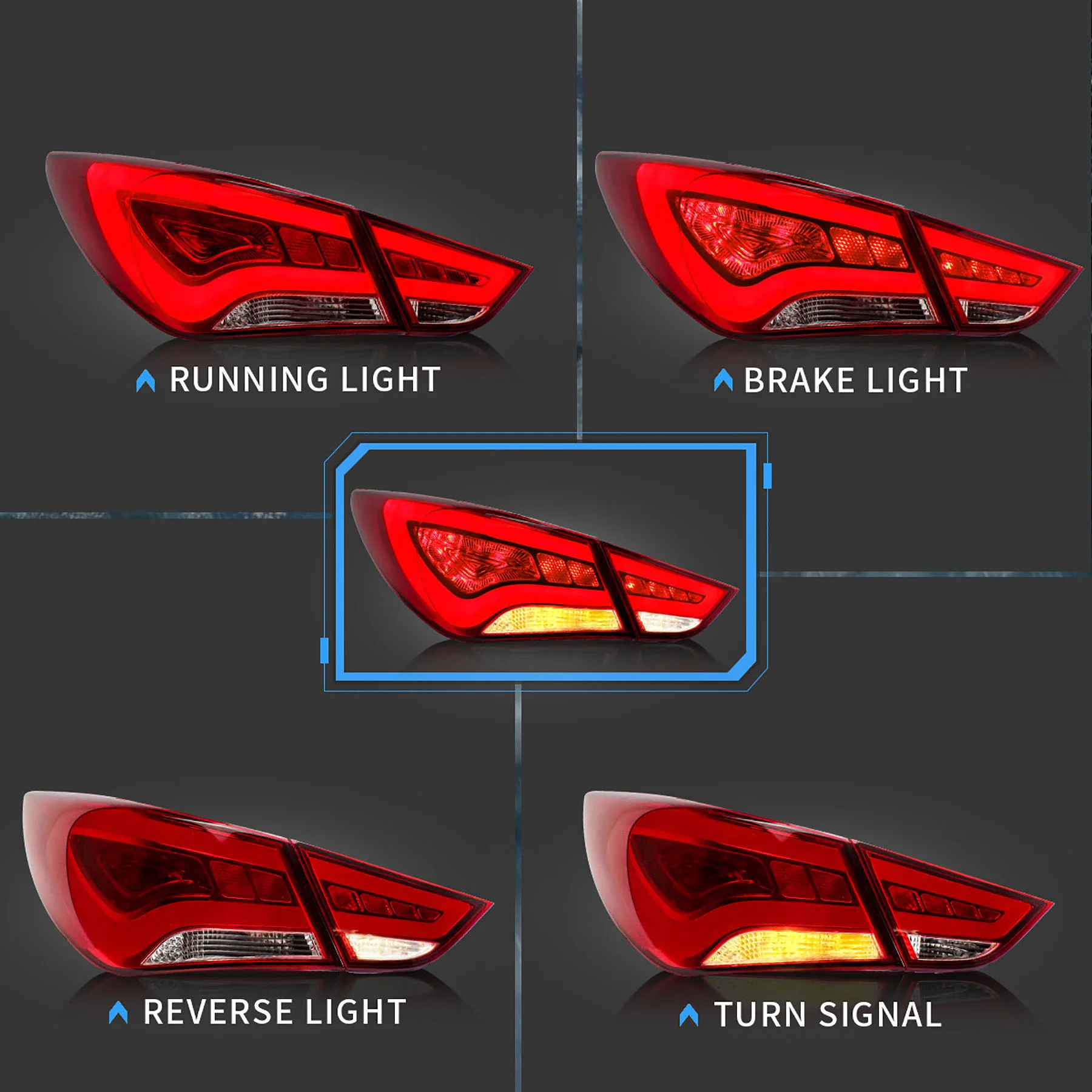 VLAND Tail lights For Hyundai Sonata 2011 2012 2013 2014 Aftermarket Rear Lamps Assembly Plug-And-Play - Image 4