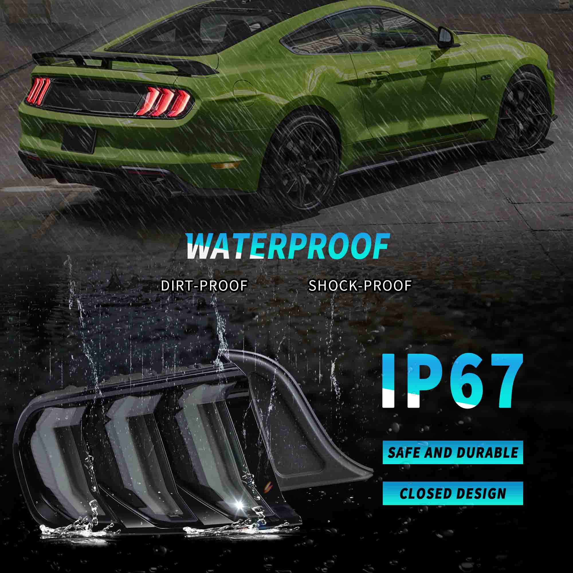 VLAND LED Taillights For 2015-2023 Ford Mustang USA Specs W/Red Turn Signal - Image 6