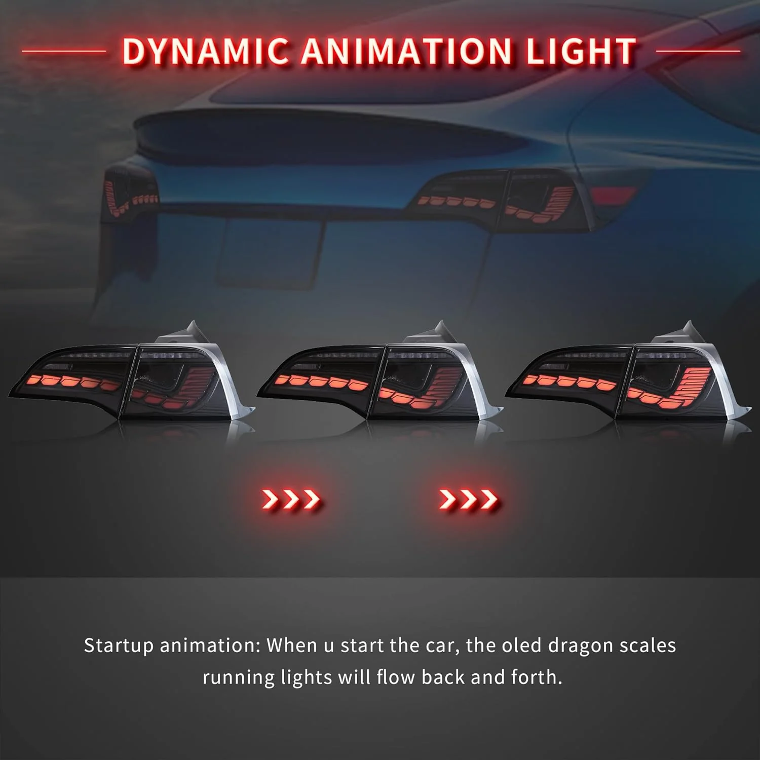 VLAND LED Taillights For 2017-2023 Tesla Model 3 Model Y W/Red Turn signal - Image 4