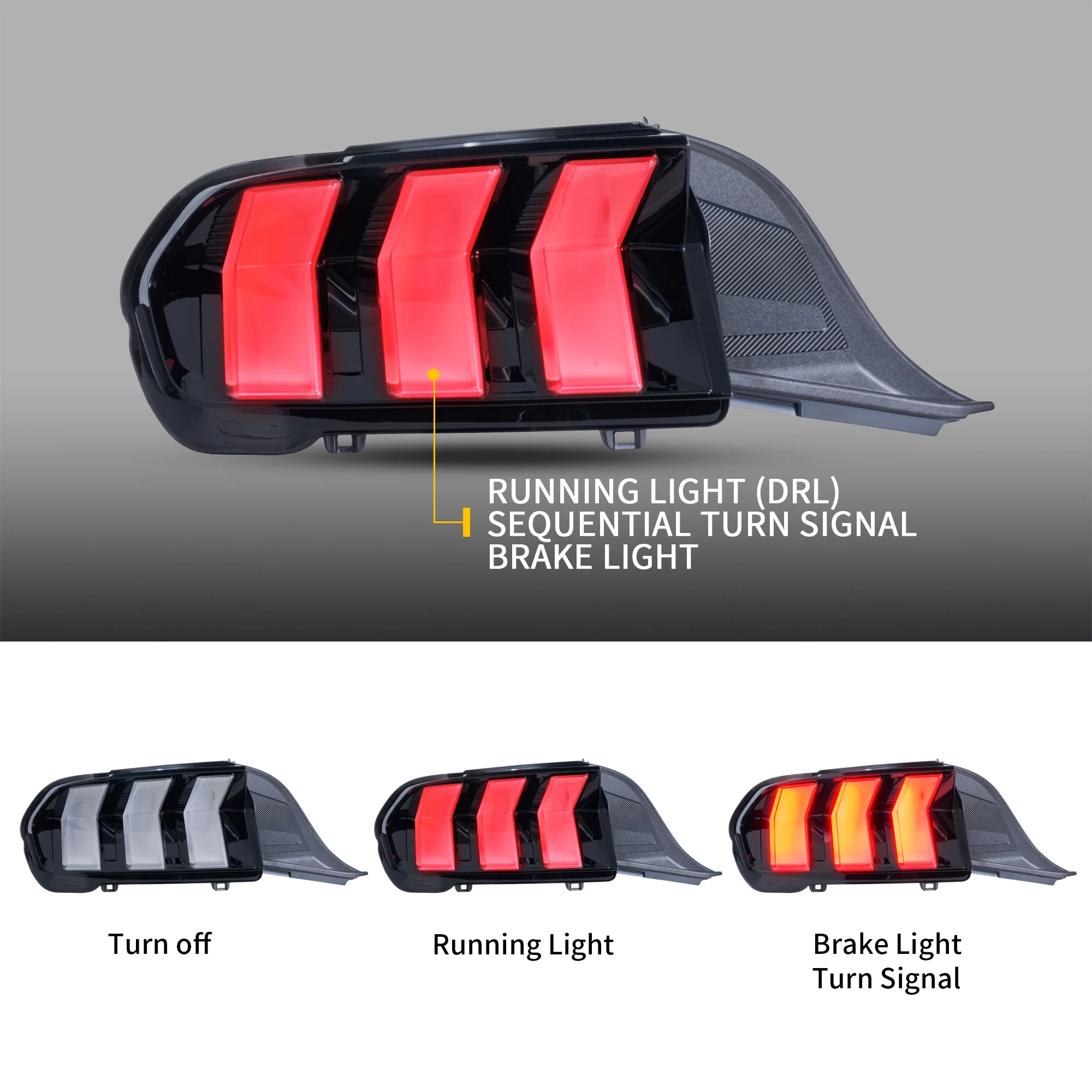 VLAND LED Taillights For 2024-2026 Ford Mustang S650 W/ Red Sequential Turn Signals - Image 4