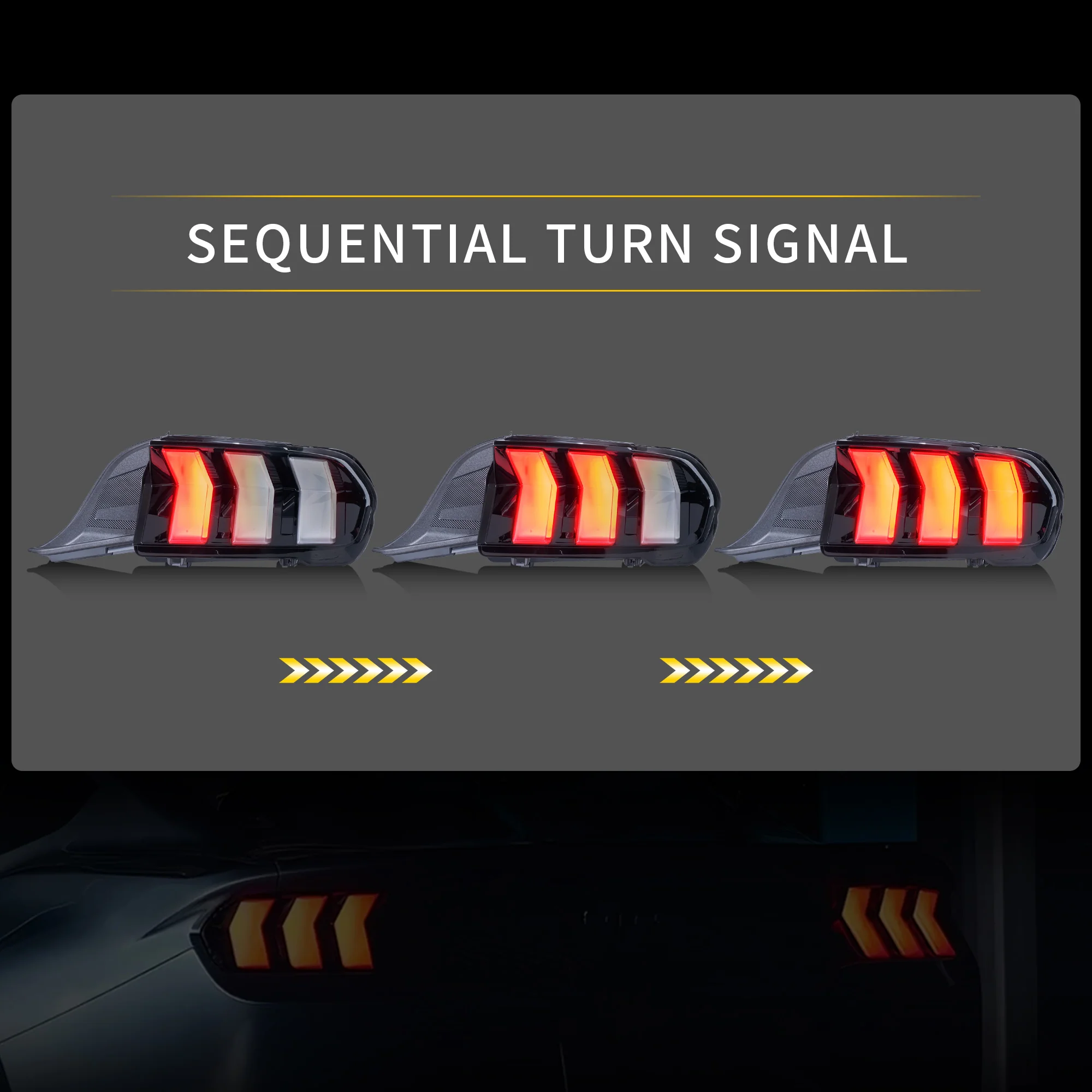 VLAND LED Taillights For 2024-2026 Ford Mustang S650 W/ Red Sequential Turn Signals - Image 5