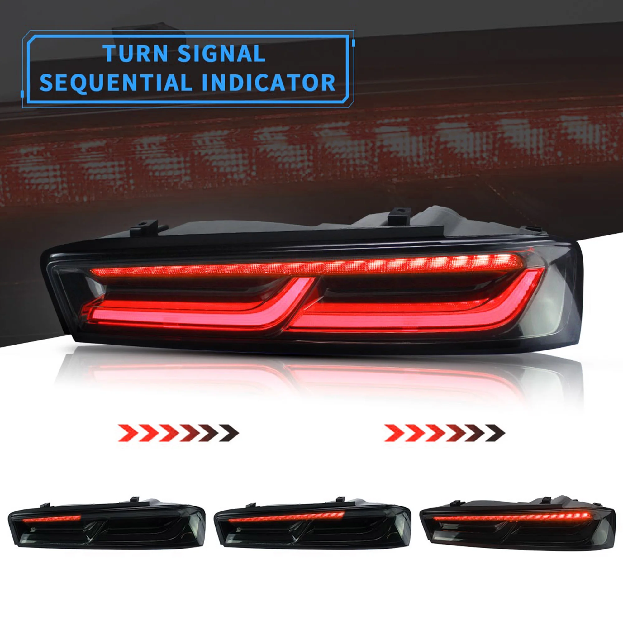 VLAND LED Taillights For Chevrolet Camaro 2016-2018 w/Sequential Turn Signal(Red) - Image 4
