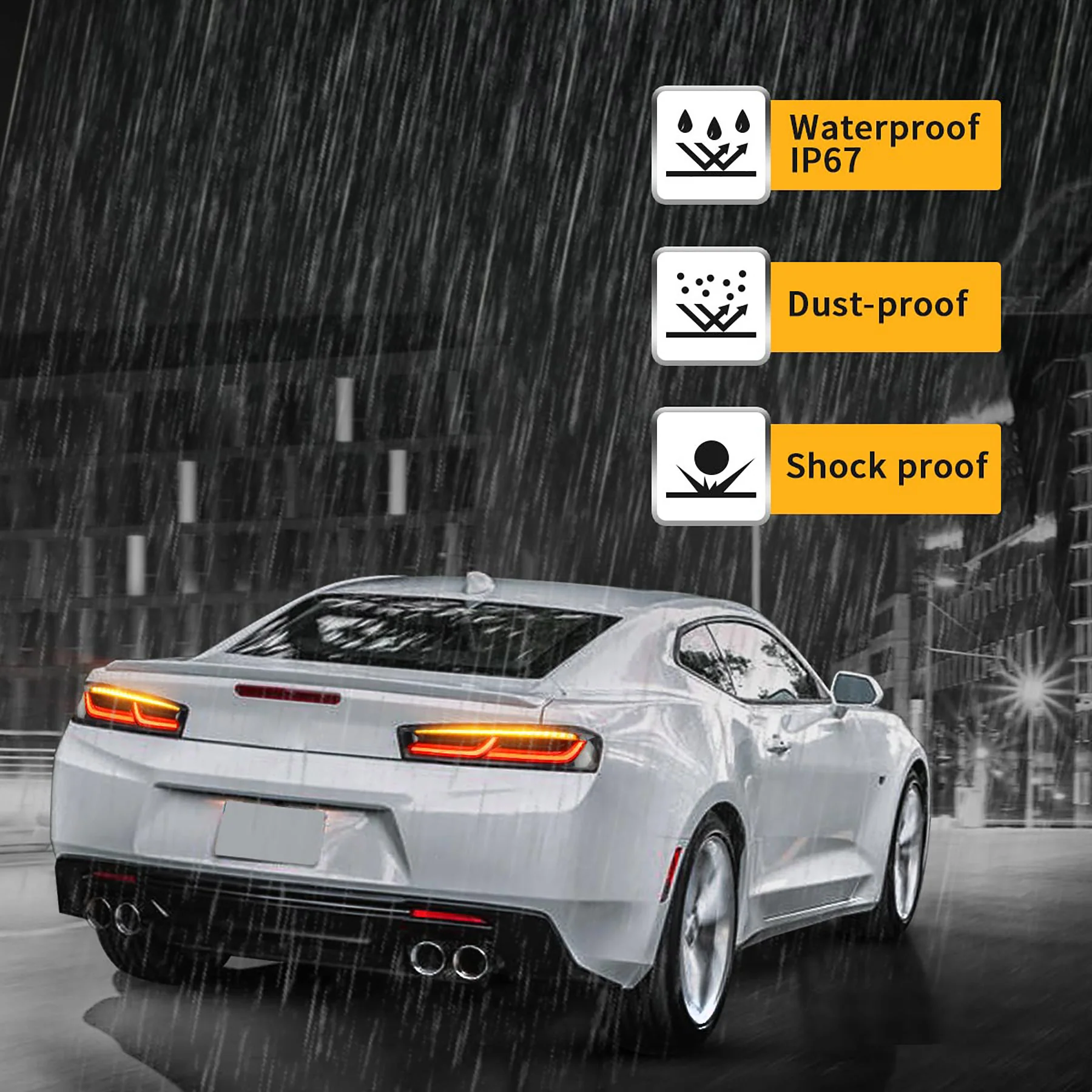 VLAND LED Taillights For 2016-2018 Chevrolet Camaro w/Sequential Turn Signal(Amber) - Image 7