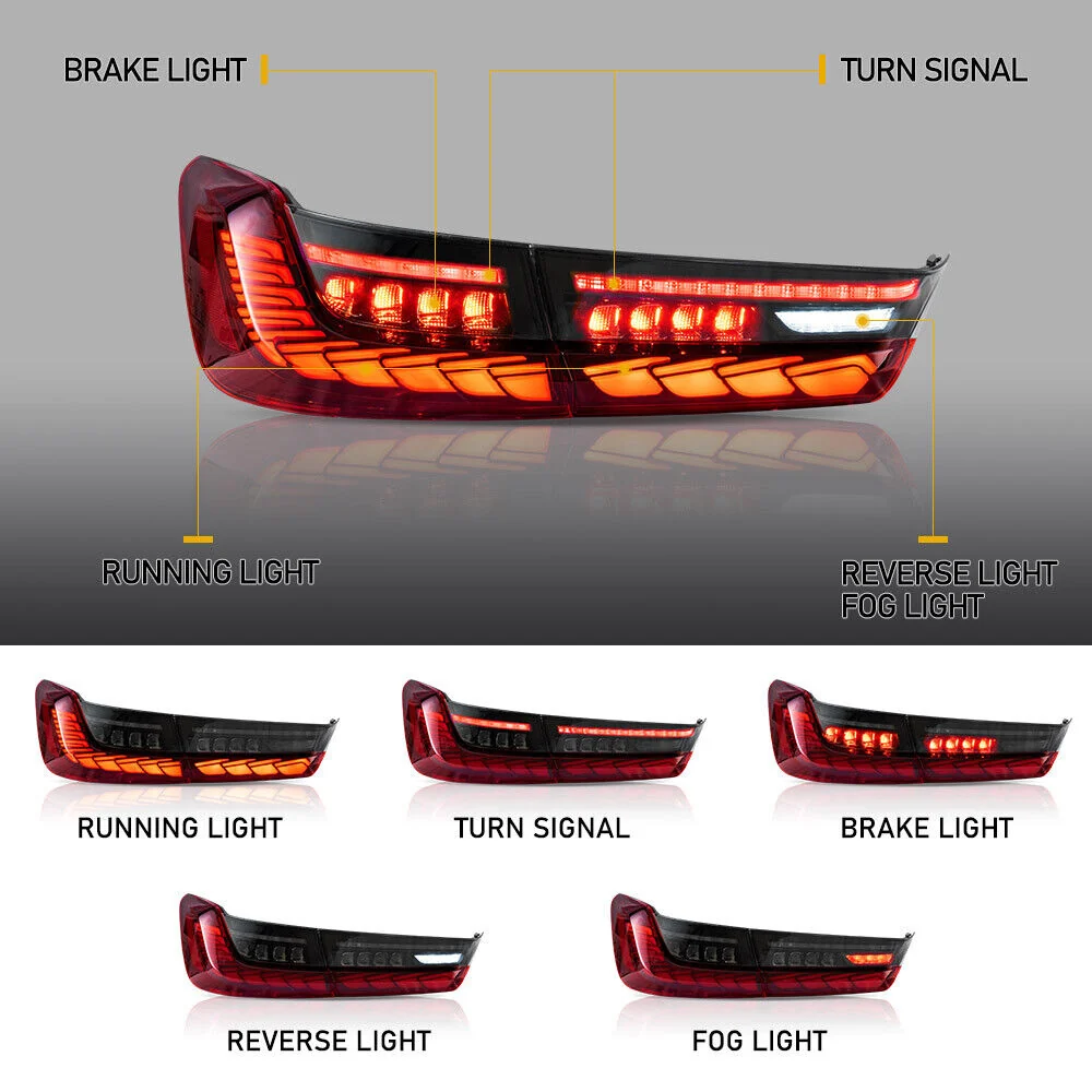 VLAND LED Taillights For 2020-2024 BMW 3 Series G20 M3 G80 W/Red Turn Signal - Image 3
