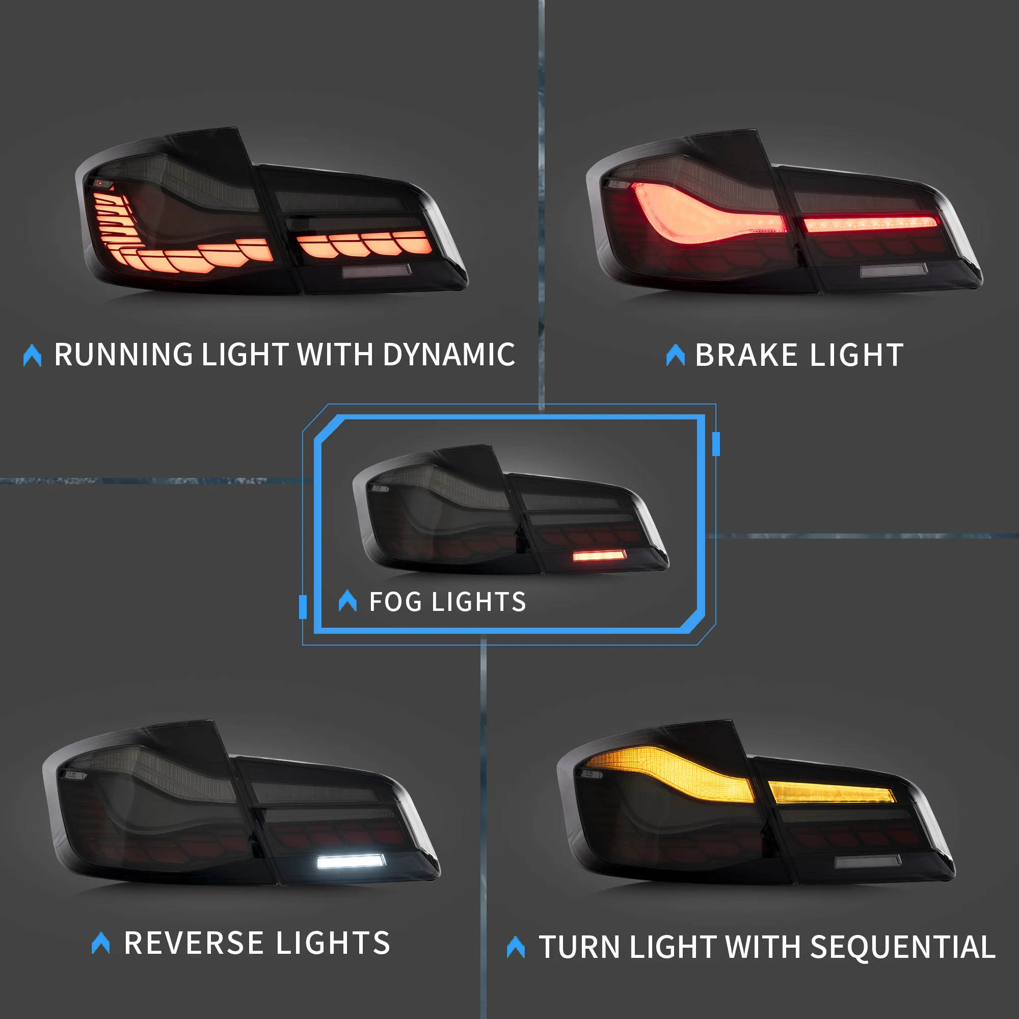 VLAND LED Taillights For 2010-2017 BMW 5-Series F10 F18 - Image 3