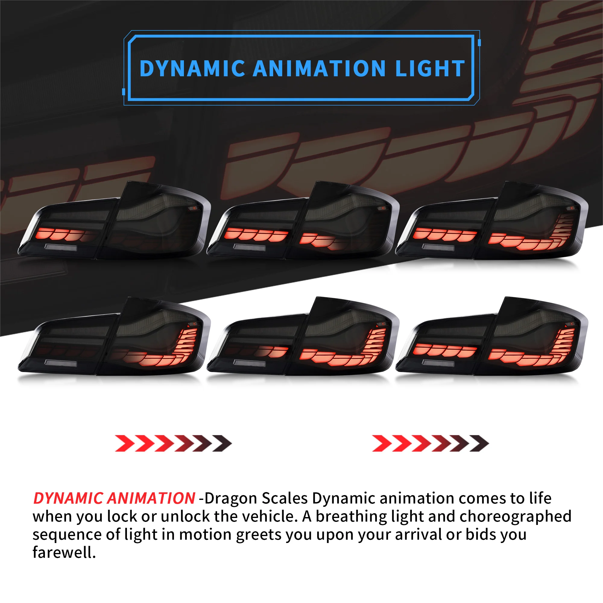 VLAND LED Taillights For 2010-2017 BMW 5-Series F10 F18 - Image 6