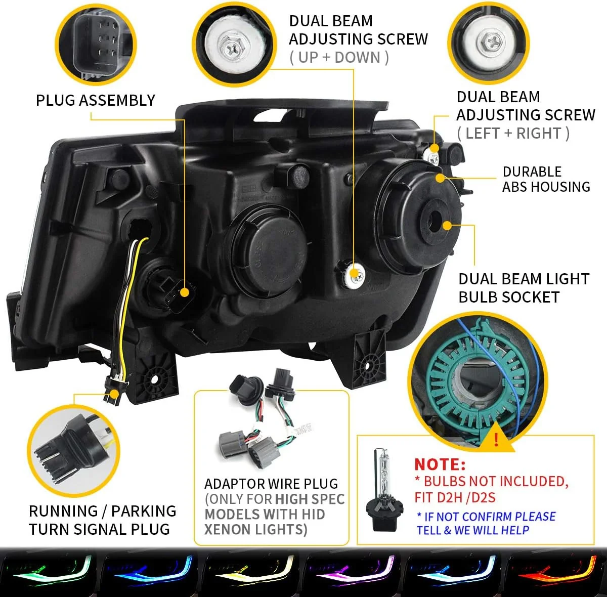 VLAND LED RGB Headlights For 2014 2015 Chevrolet Camaro - Image 6
