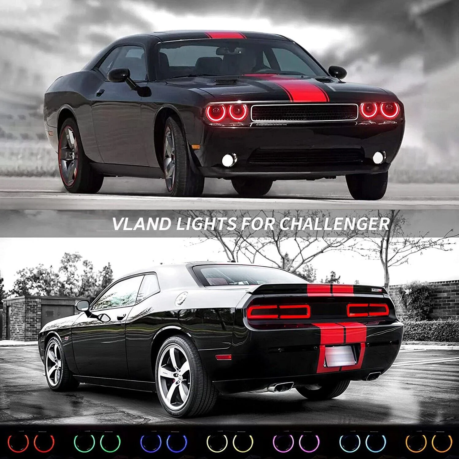 VLAND LED RGB Halo Headlights For 2008-2014 Dodge Challenger - Image 6