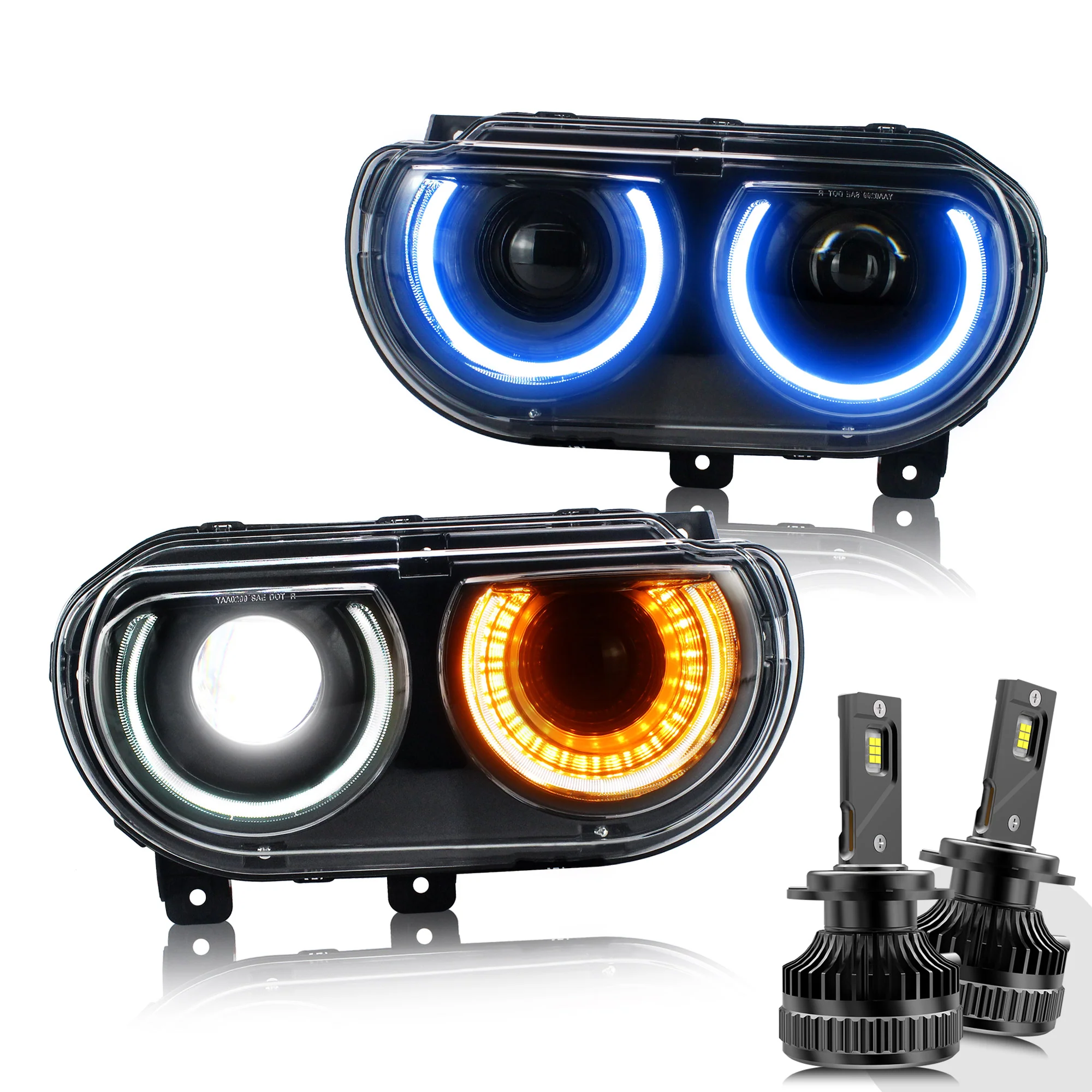 VLAND LED RGB Halo Headlights For 2008-2014 Dodge Challenger - Image 9