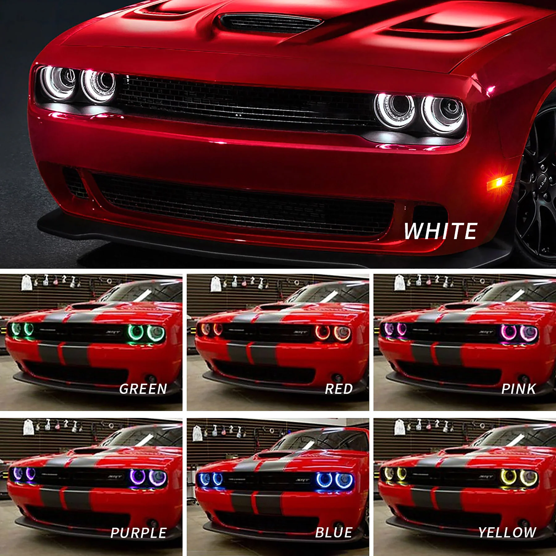 VLAND RGB LED Halo Headlights For 2015-2023 Dodge Challenger Halogen Models - Image 3