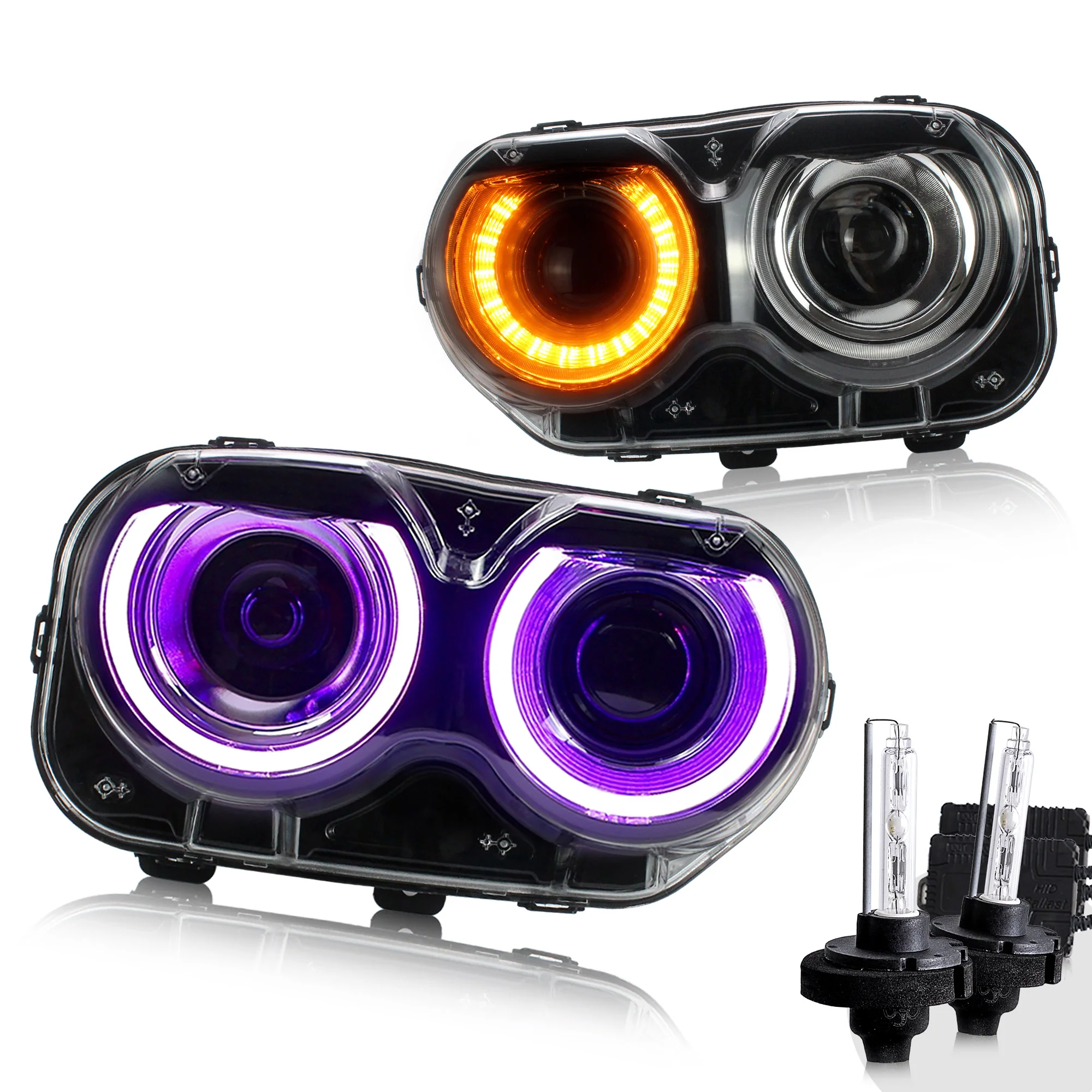 VLAND RGB LED Halo Headlights For 2015-2023 Dodge Challenger Halogen Models - Image 6