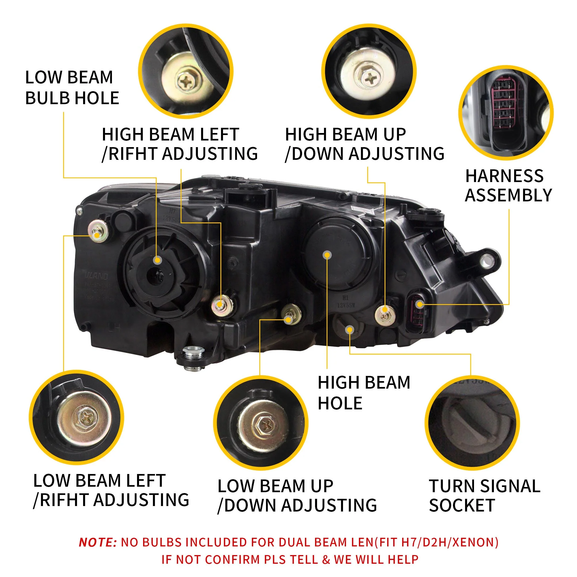 VLAND LED Headlights For 2011-2018 Volkswagen Jetta MK6 - Image 4