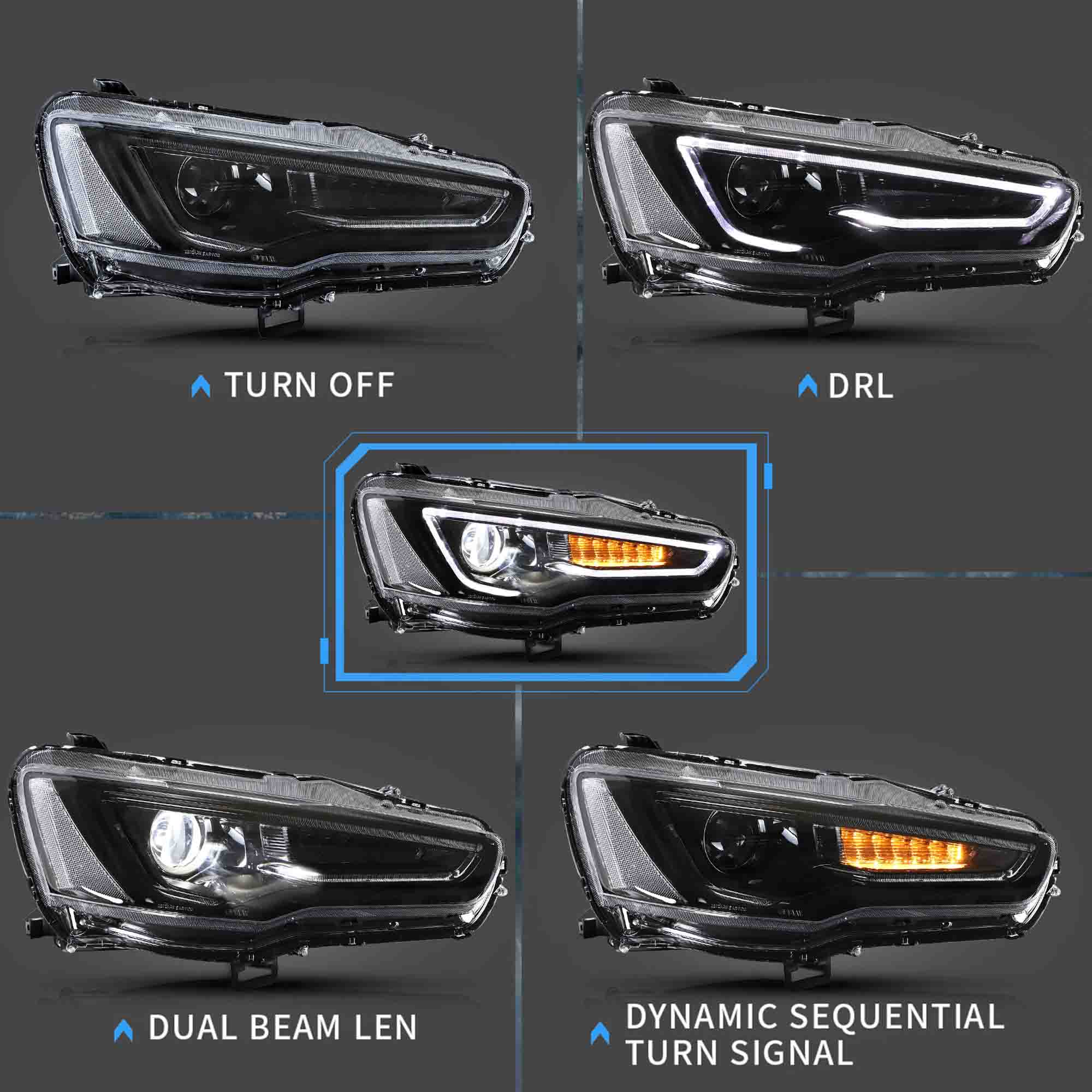 VLAND LED Headlights For 2008-2017 Mitsubishi Lancer GT/Evo X - Image 3