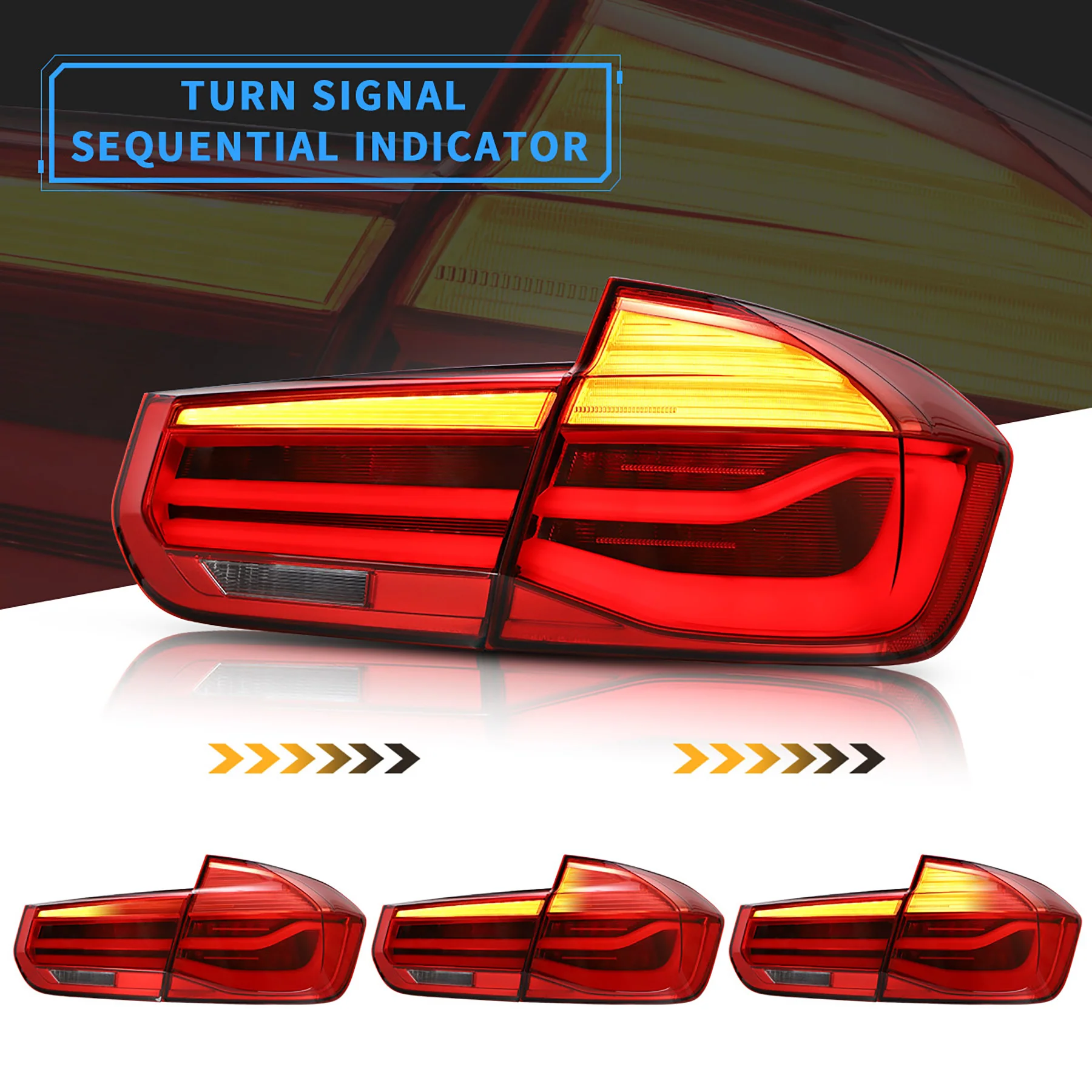 VLAND LED Tail Lights For 2012-2019 BMW 3Series F30 F80 M3 W/Sequential Turn Signal - Image 6