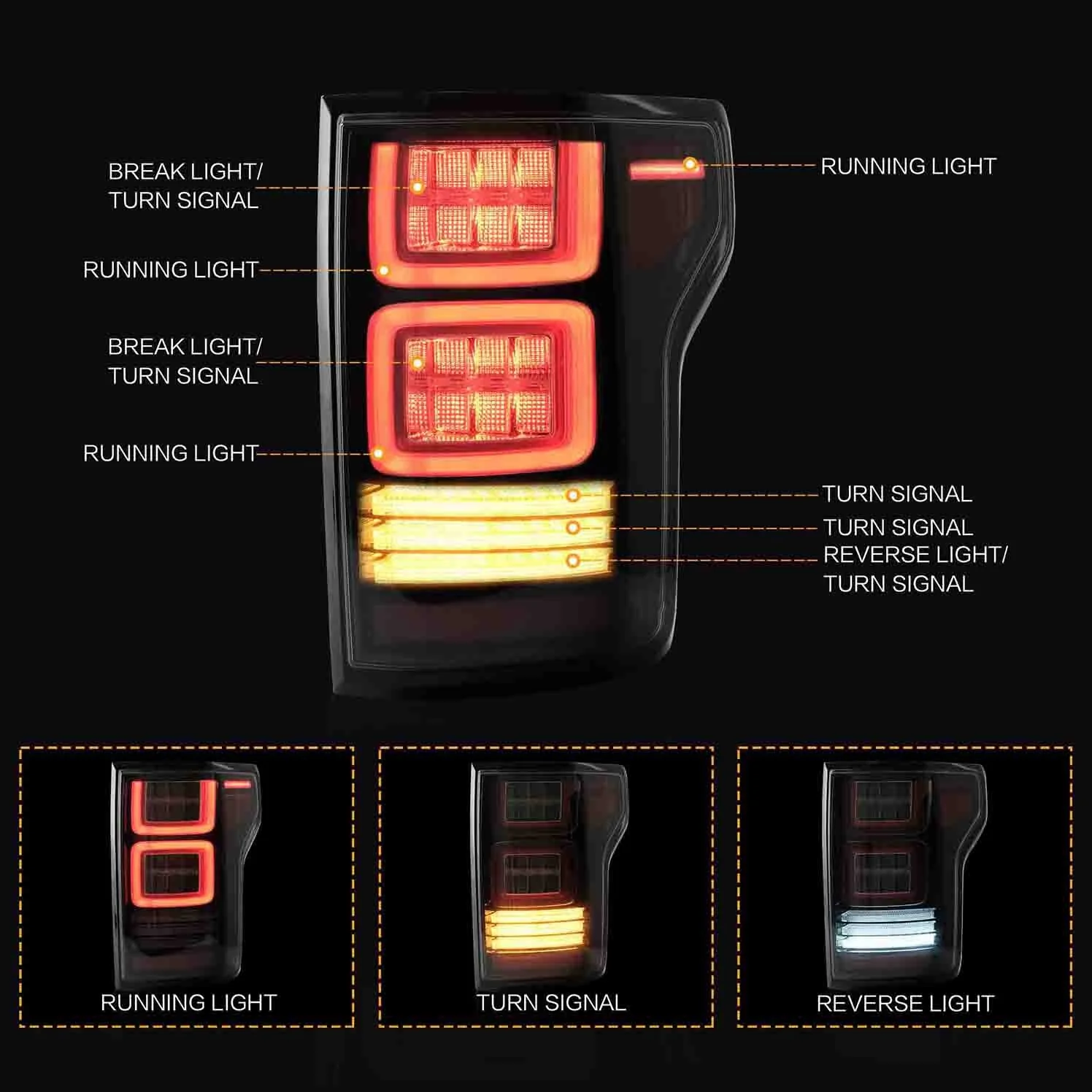 VLAND LED Tail Lights For Ford F150 2015-2020 Aftermarket Rear lamps assembly - Image 5