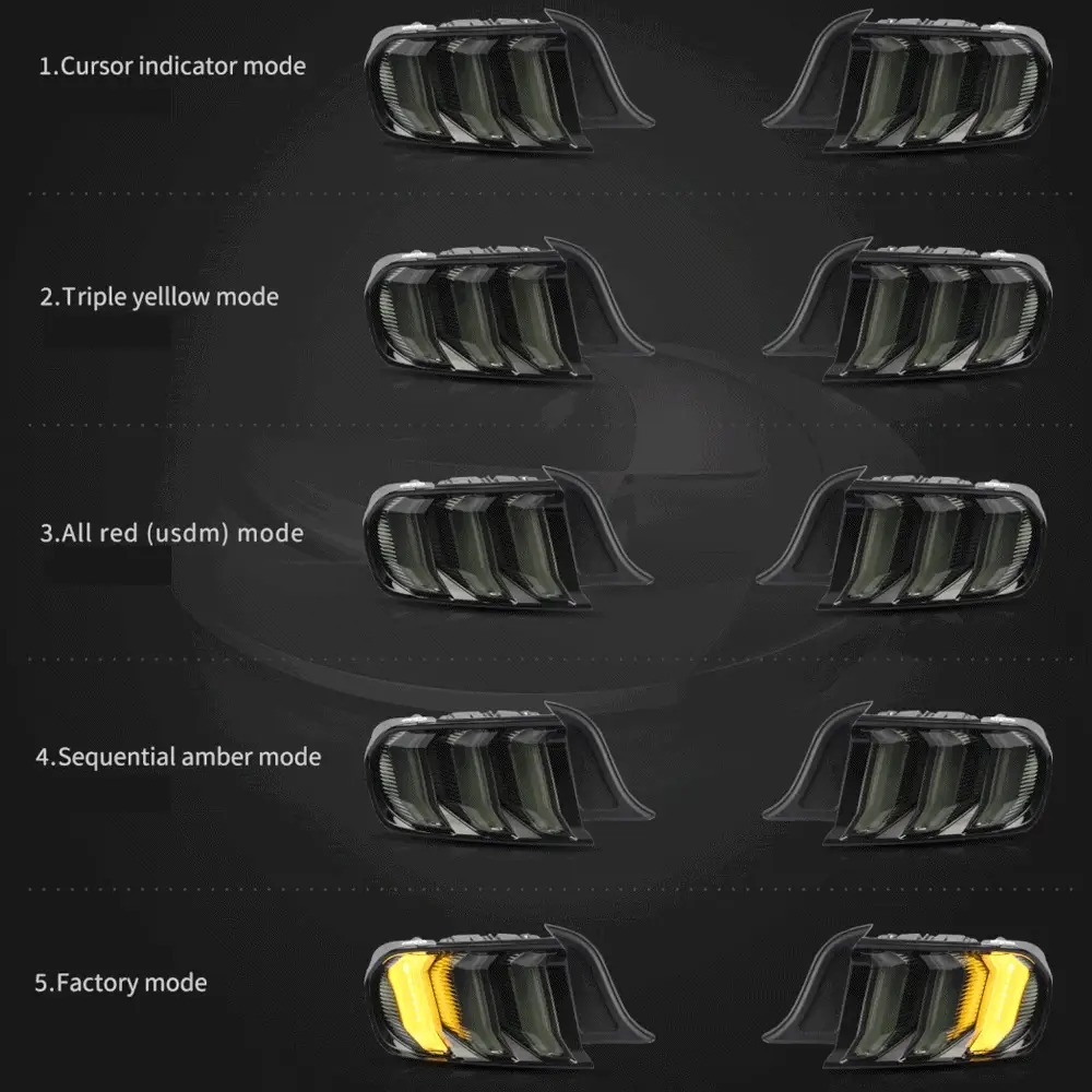 VLAND LED Taillights For 2015-2023 Ford Mustang S550 w/5 Modes Turn Signal - Image 3