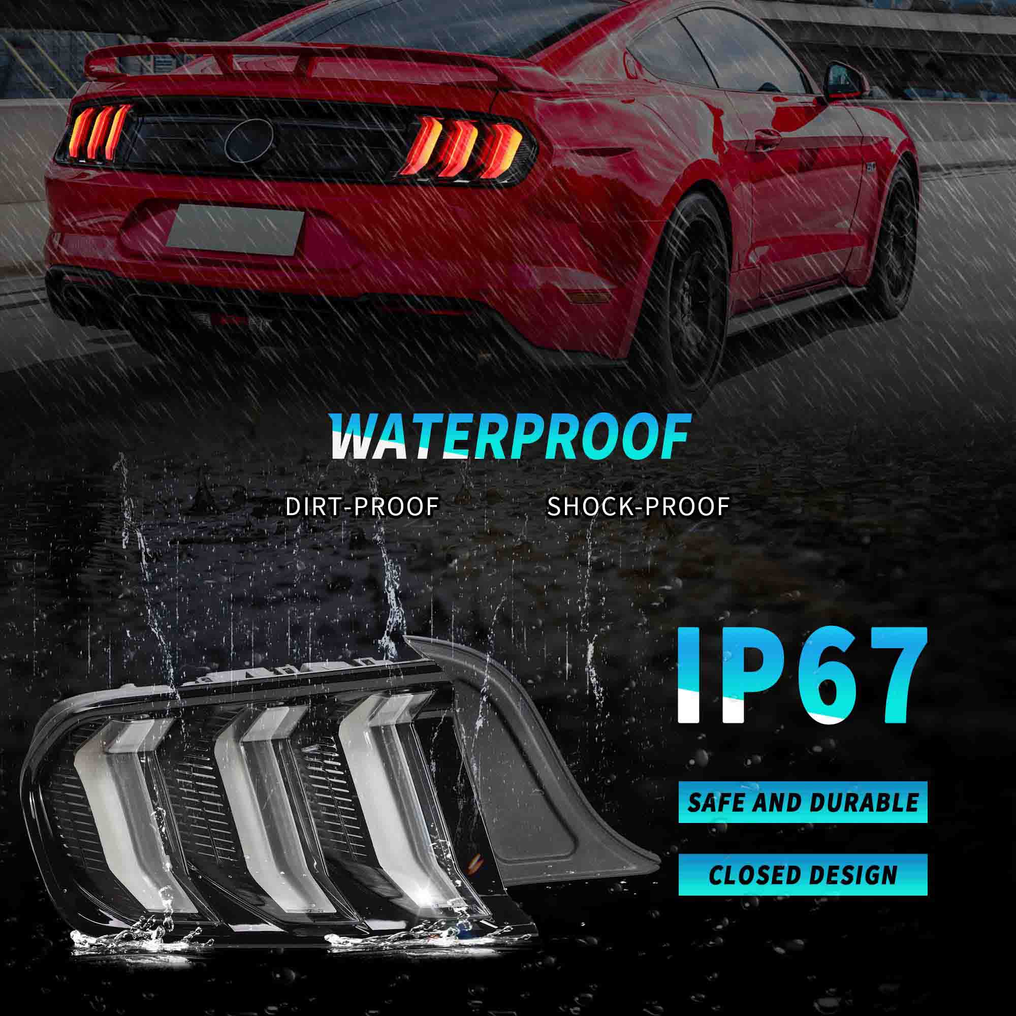 VLAND LED Taillights For 2015-2023 Ford Mustang S550 w/5 Modes Turn Signal - Image 7