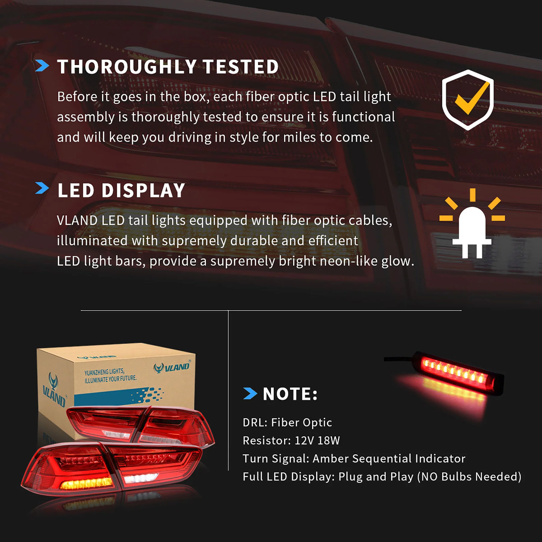 VLAND LED Rear Lamps For 2008-2017 Mitsubishi Lancer Tail Lights Assembly - Image 6
