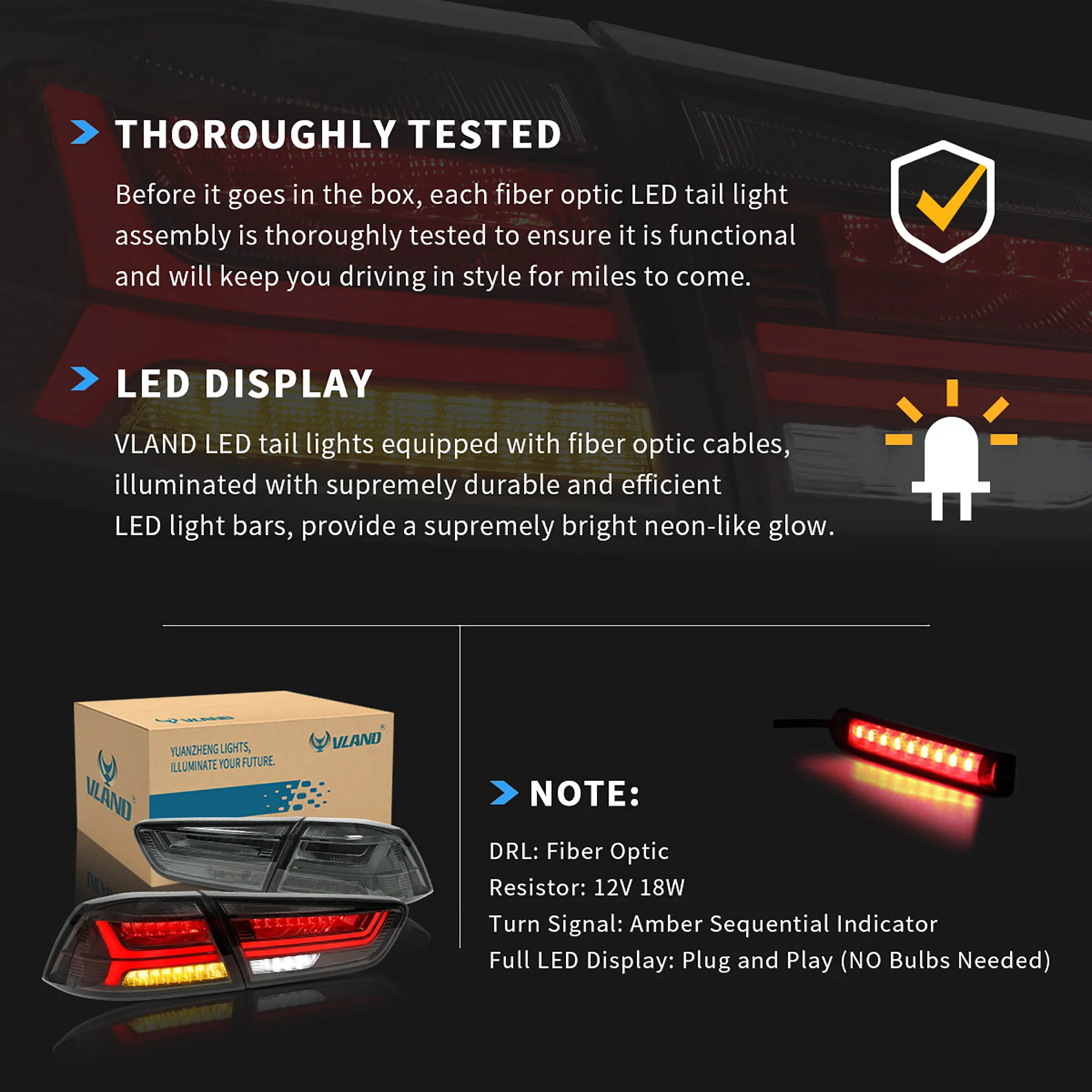 VLAND LED Taillights For 2008-2017 Mitsubishi Lancer Rear Lights Assembly - Image 7